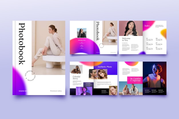 Gradient photobook template with rounded shapes