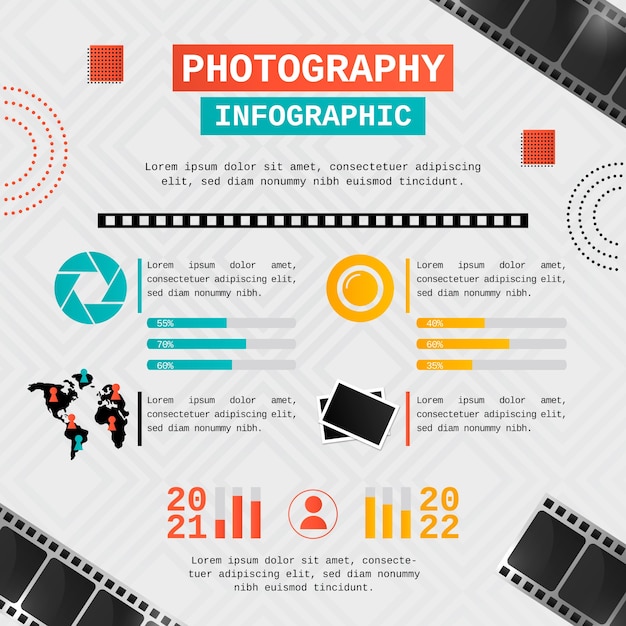 Free Vector gradient photography studio infographic template