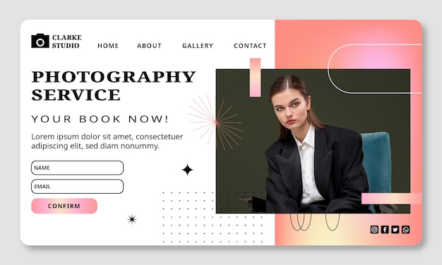 Gradient photography studio landing page