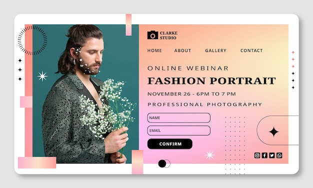 Free vector gradient photography studio webinar