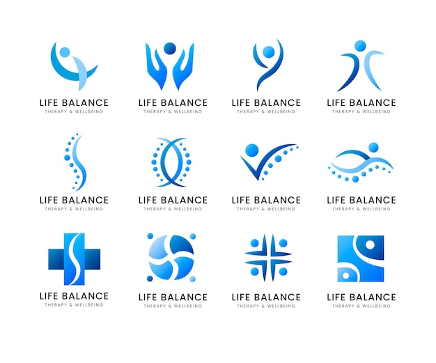 Gradient physiotherapy logo collection