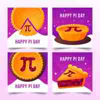 Free vector gradient pi day instagram posts collection