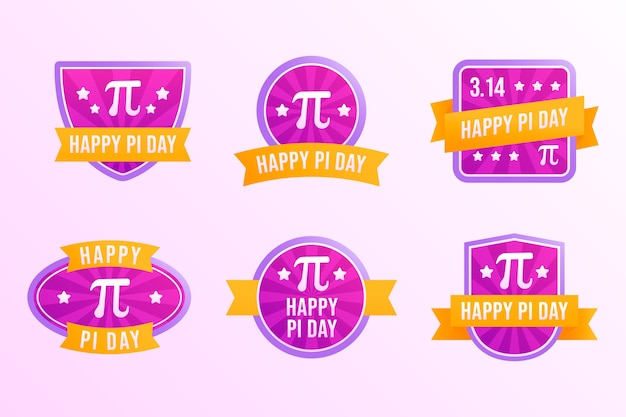 Free vector gradient pi day labels collection