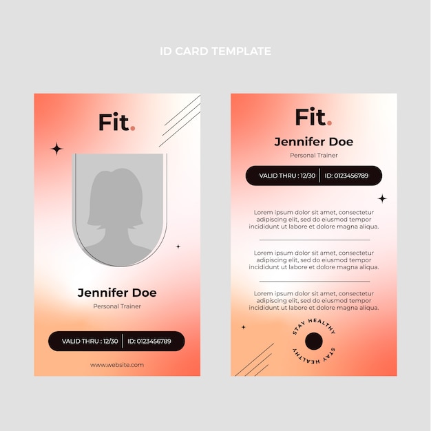 Free Vector gradient pink fitness id card template