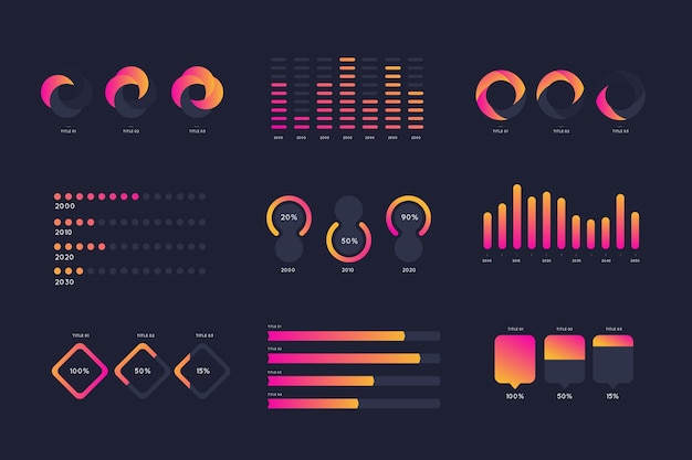 Free vector gradient pink and orange infographic elements