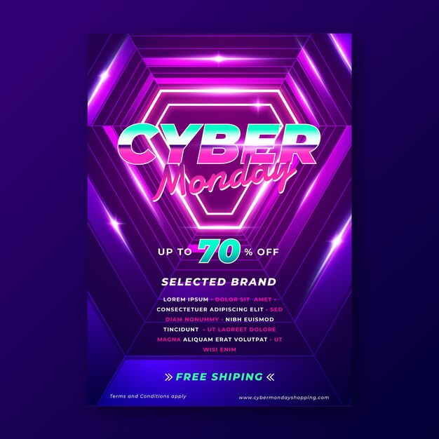 Gradient polygonal cyber monday vertical poster template