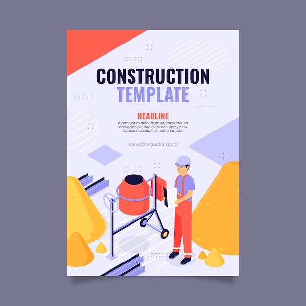 Free Vector gradient poster template for construction domain