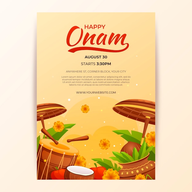 Gradient poster template for onam celebration