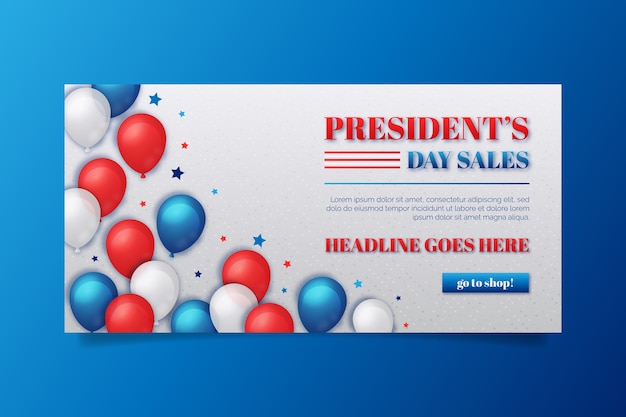 Gradient presidents day sale horizontal banner