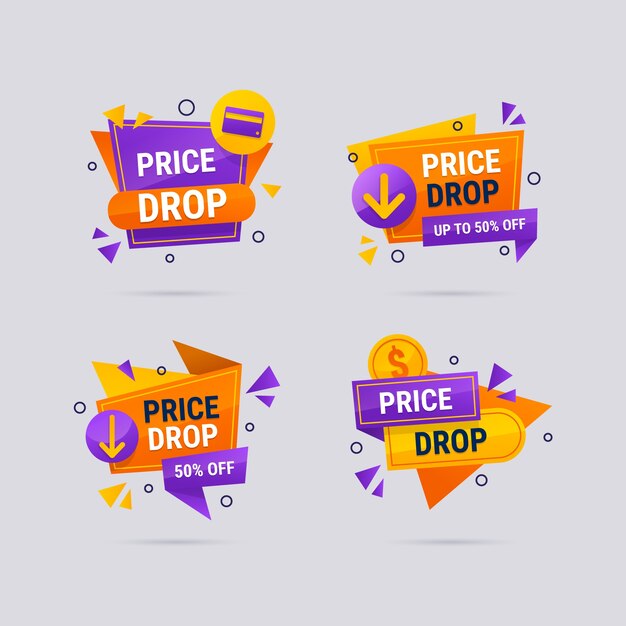 Free vector gradient price drop badges