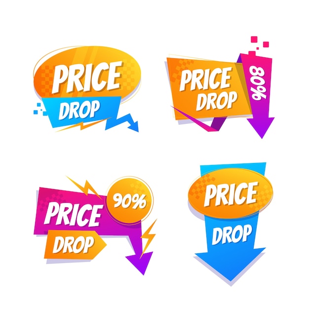 Free vector gradient price drop label set