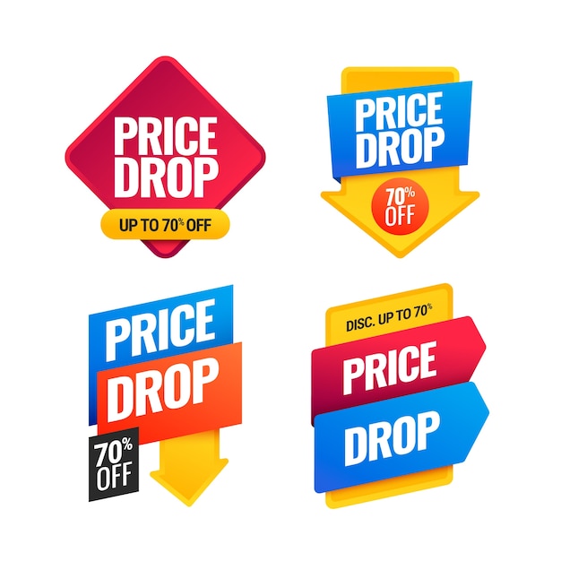 Free vector gradient price drop label set