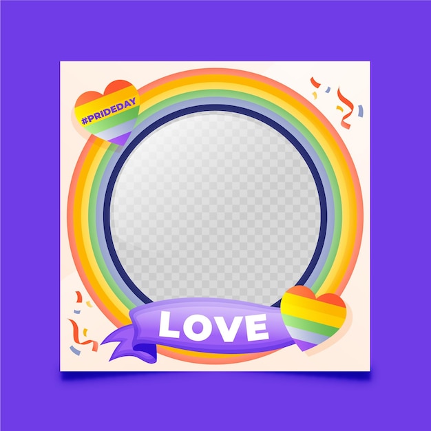 Gradient pride day social media frame template