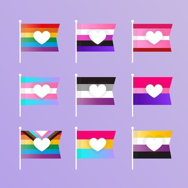 Free Vector gradient pride month flags collection