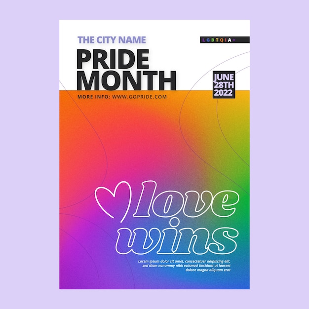 Free vector gradient pride month lgbt flyer template