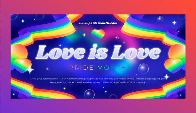 Gradient pride month lgbt horizontal banner template