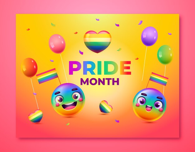 Gradient pride month photocall template