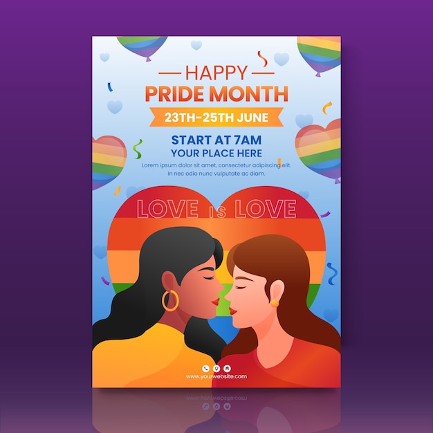 Free vector gradient pride month vertical poster template