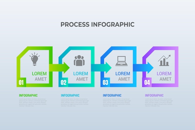 Free Vector gradient process infographic template