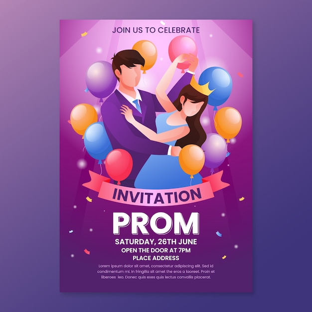 Gradient prom invitation template