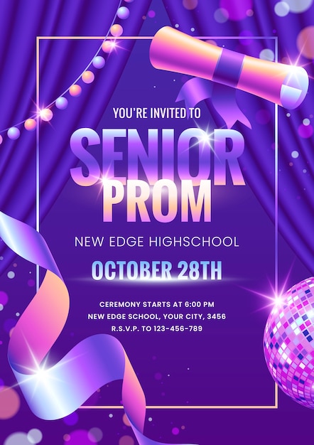 Gradient prom invitation template