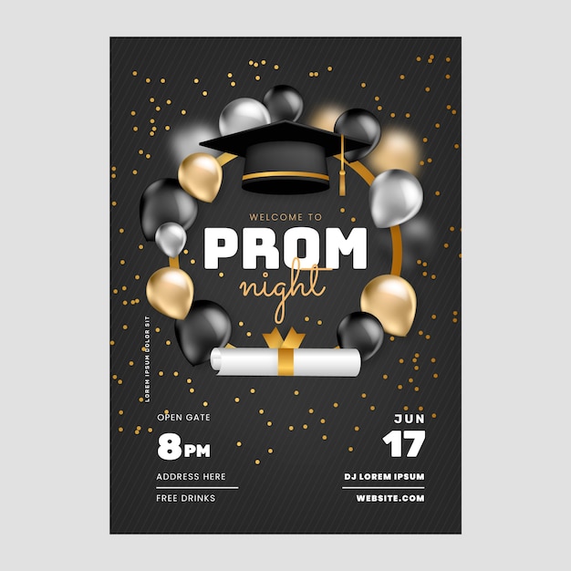 Free Vector gradient prom vertical flyer template