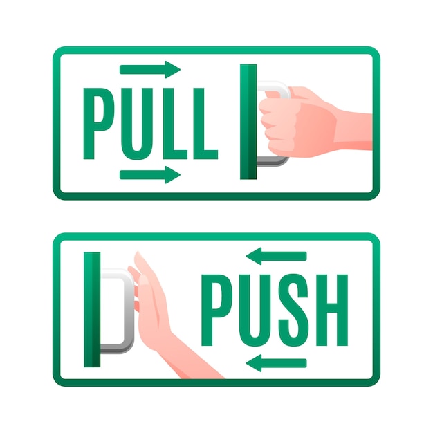 Gradient push pull sign illustration