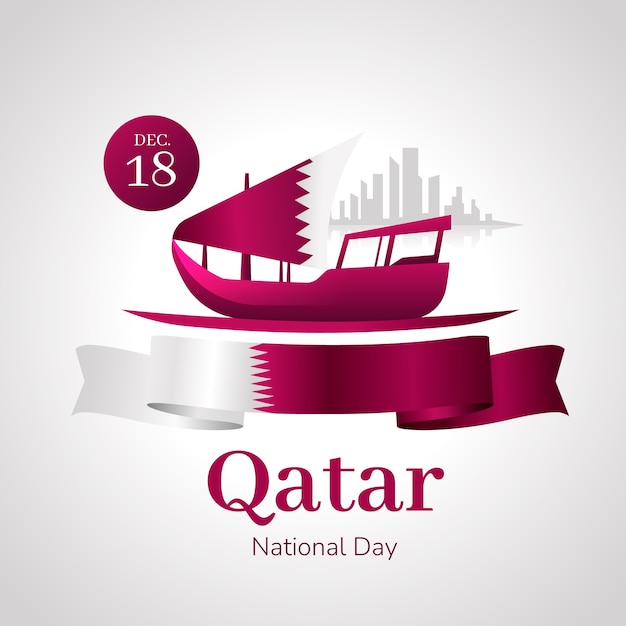 Free Vector gradient qatar national day illustration