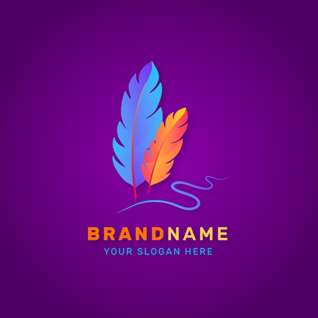 Free Vector gradient quill pen logo design template