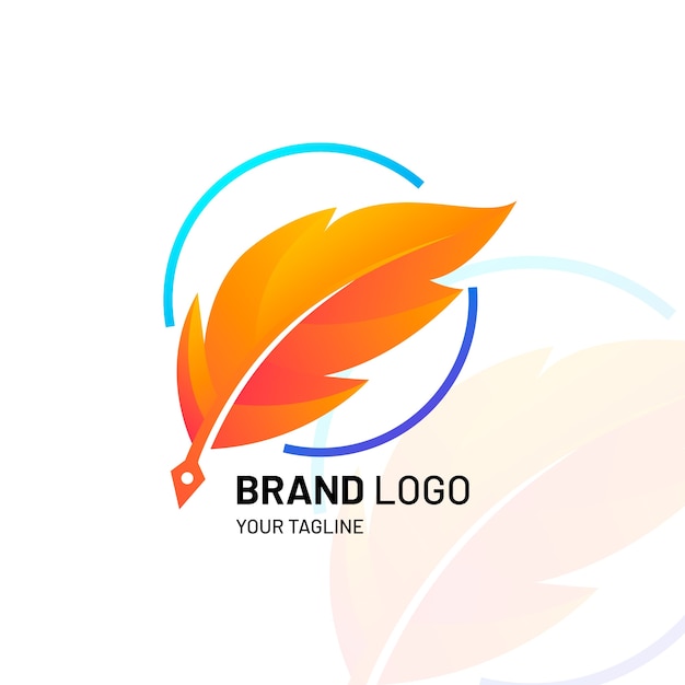 Free Vector gradient quill pen logo template