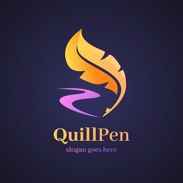 Free vector gradient quill pen logo template