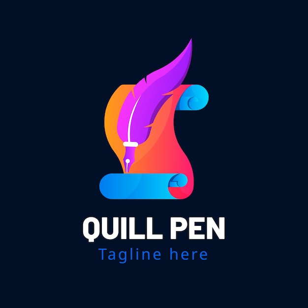 Gradient quill pen logo template