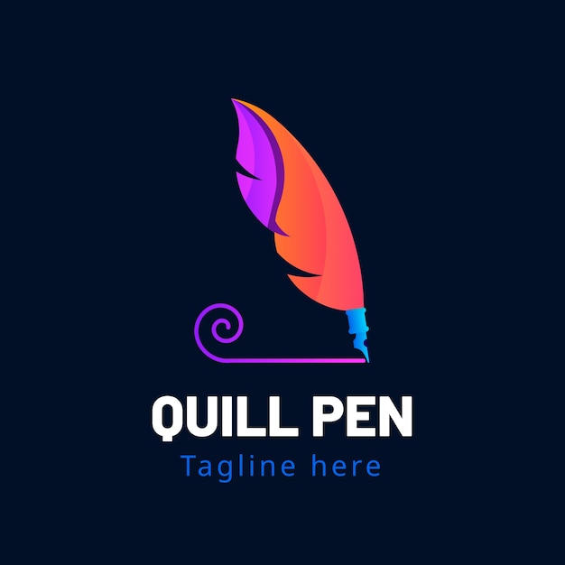 Gradient quill pen logo template