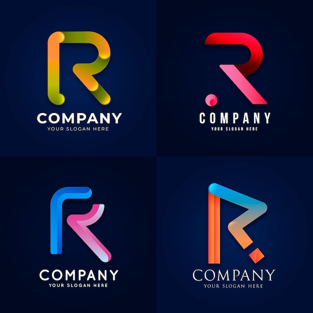 Free vector gradient r logo template collection