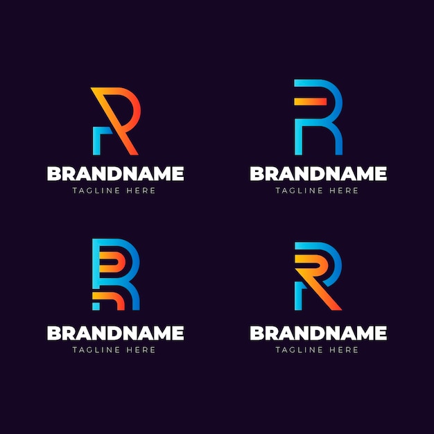 Free vector gradient r logo template collection