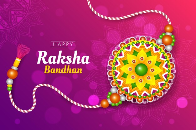 Gradient raksha bandhan background with amulet