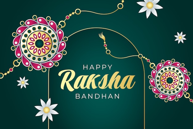 Gradient raksha bandhan background with amulets