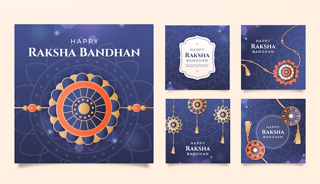 Free Vector gradient raksha bandhan instagram posts collection