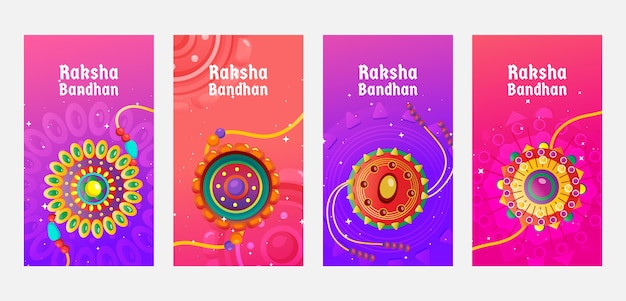 Free vector gradient raksha bandhan instagram stories collection