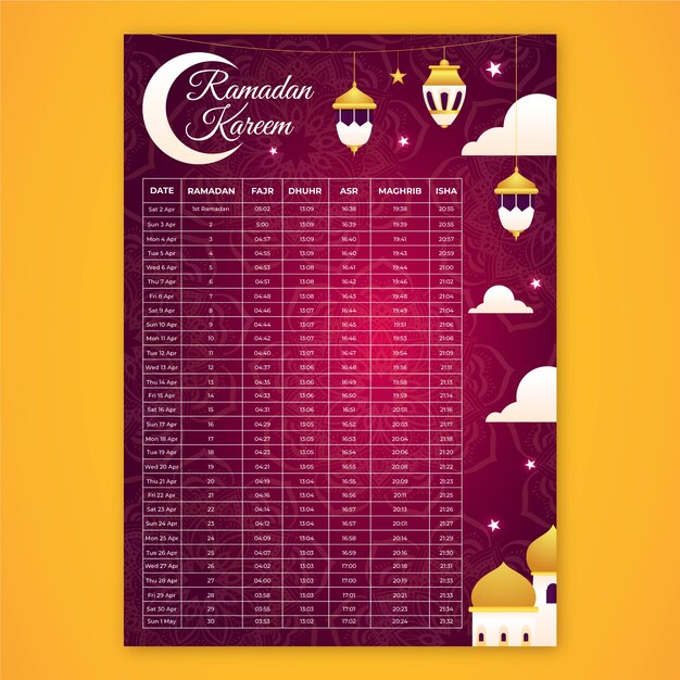 Gradient ramadan calendar template