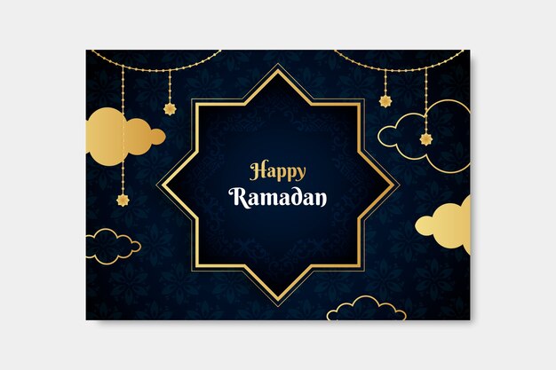 Gradient ramadan greeting card template