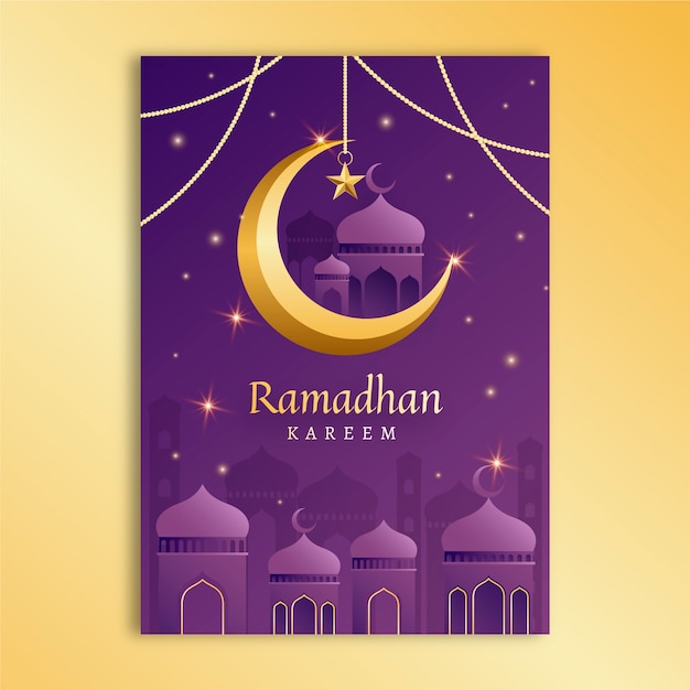 Free Vector gradient ramadan greeting card template