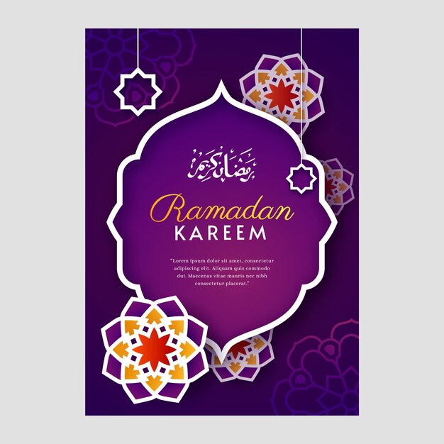 Gradient ramadan greeting card template