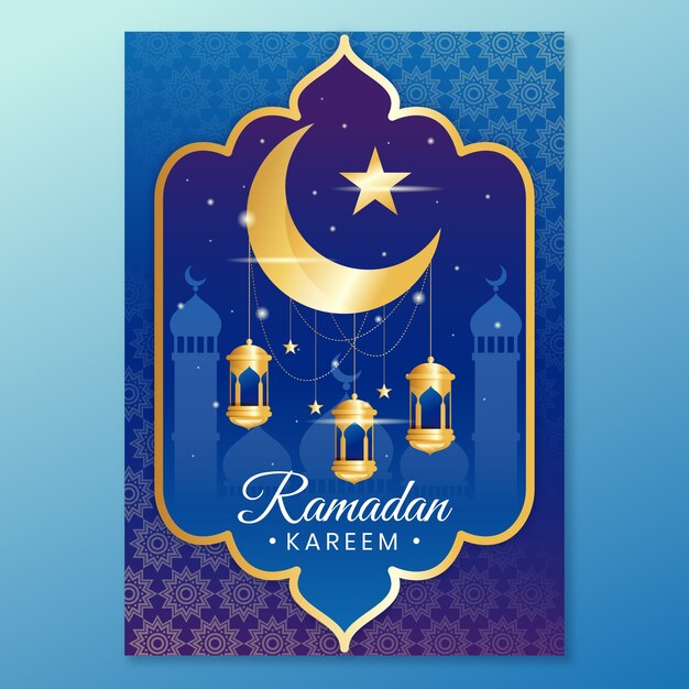 Gradient ramadan greeting card template