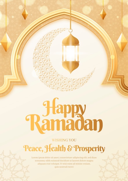 Gradient ramadan greeting card template