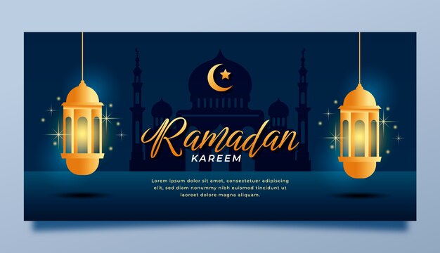 Gradient ramadan horizontal banner template