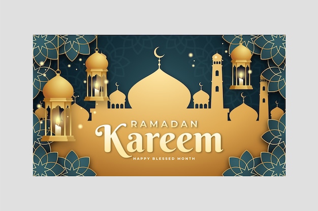 Gradient ramadan horizontal banner template