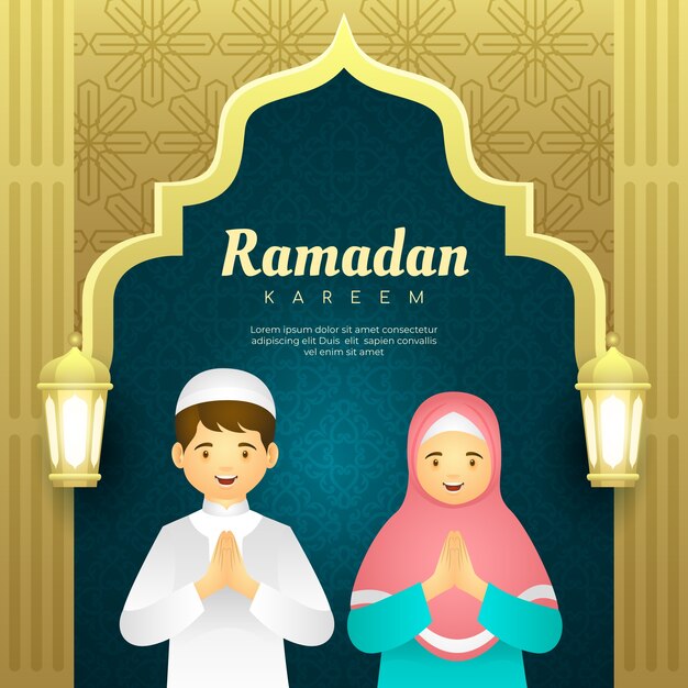 Gradient ramadan kids illustration