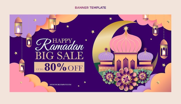 Free Vector gradient ramadan sale horizontal banner