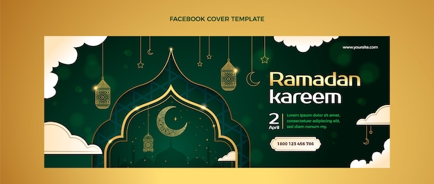 Gradient ramadan social media cover template